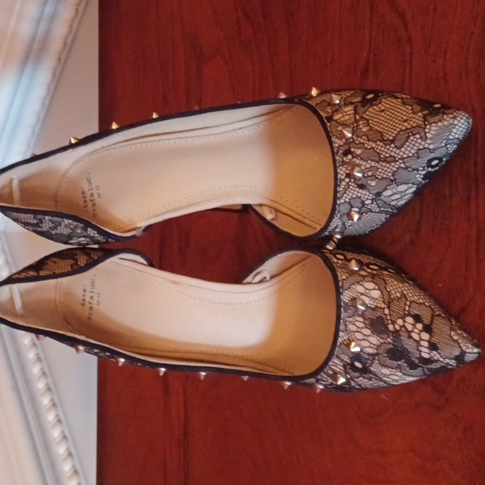 Zara  Trafaluc Studded and Lace Heels size Euro 36/ US 5.5